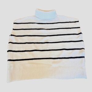 Shein Women's Sleeveless Black/White Striped Turtleneck Sweater; Size L